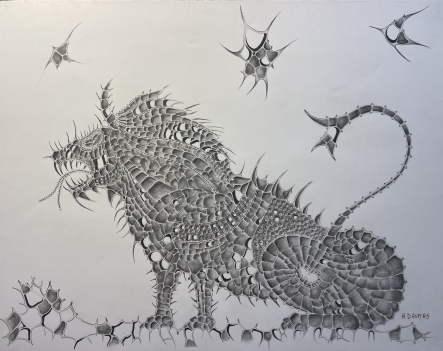 original_biomorphic_ink_drawing_???_zodiac_leo_lion_???_fantasy_art