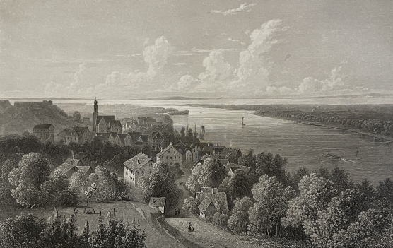 rheineck_bodensee_canton_saint-gall_suisse_rhin_rhein_gravure_de_1863