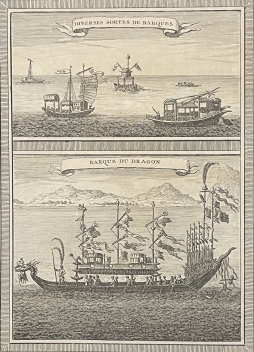 chine_asie_barques_et_barque_de_dragon_gravure_1750_asia_china_boat