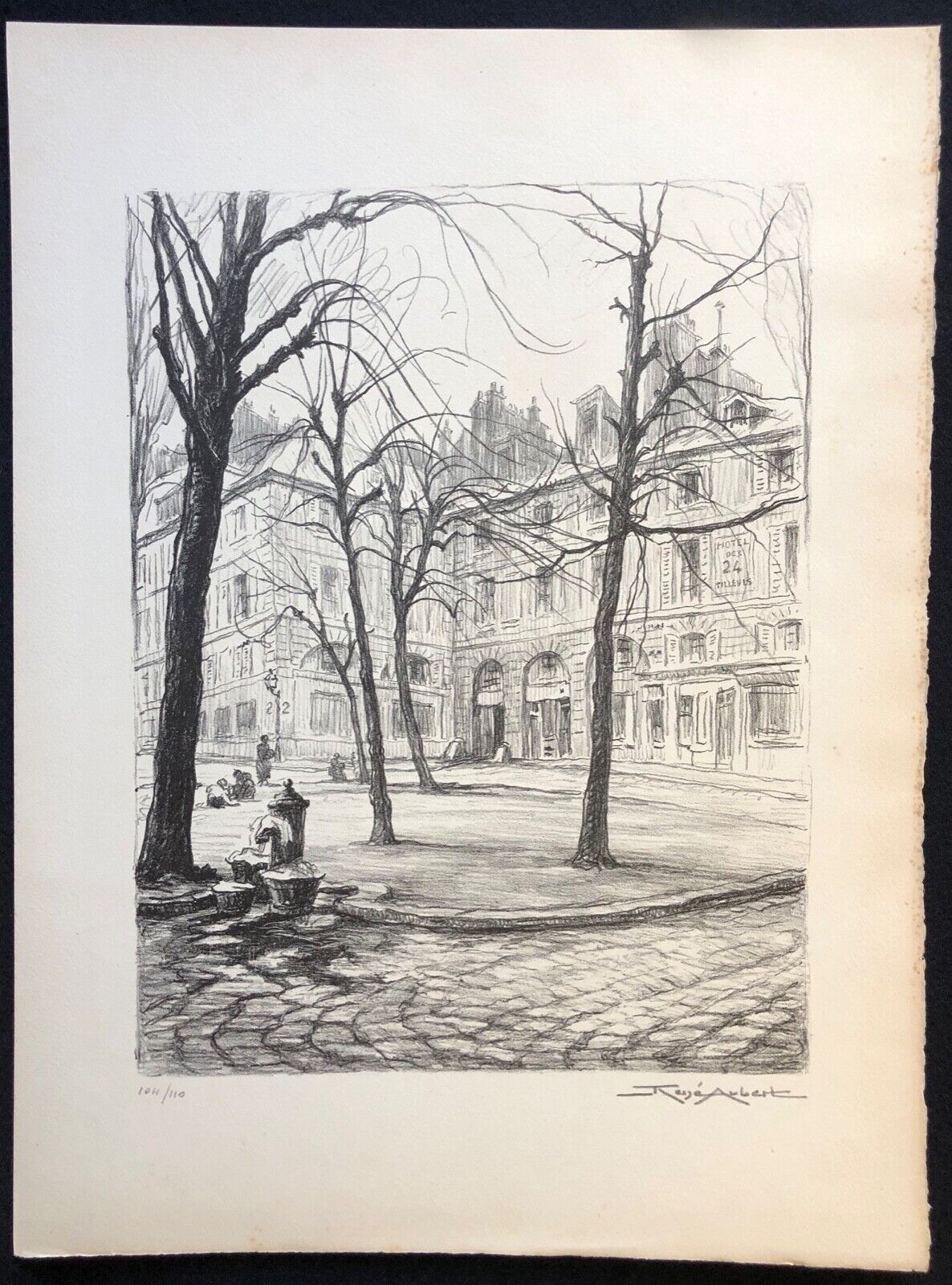 versailles_rene_aubert_1894-1977_litho_1951_signee_crayon_hotel_des_24_tilleuls