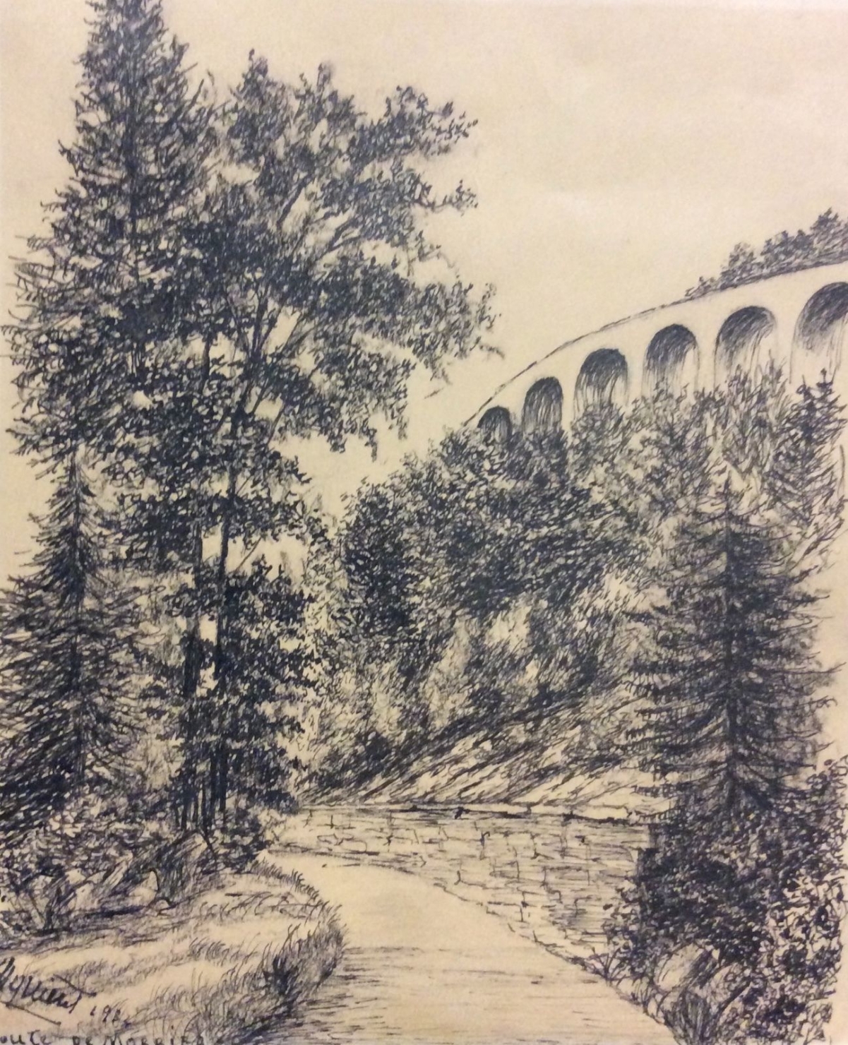 route_de_morbier_jura_dessin_a_lencre_de_1934_signe_illisible