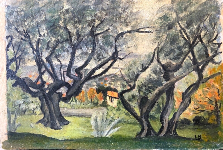 oliviers_et_village_peinture_ecole_provencale_premiere_moitie_du_xxe_signee_l_b