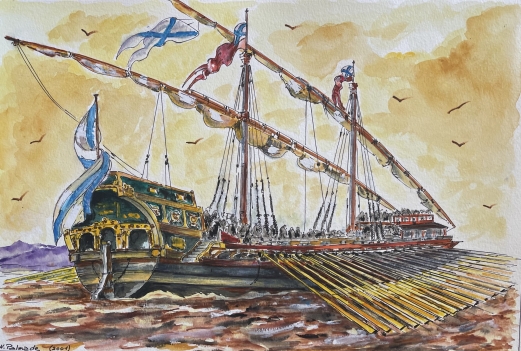 galere_russe_marine_guerre_du_nord_russie_suede_danemark_aquarelle_2001