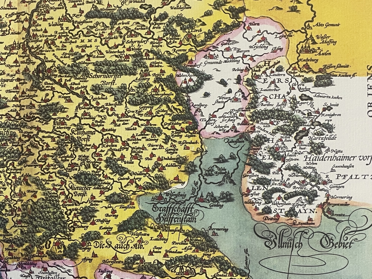 allemagne_wirtenberg_carte_abraham_ortelius_1584_tirage_de_1969_bade-wurtemberg