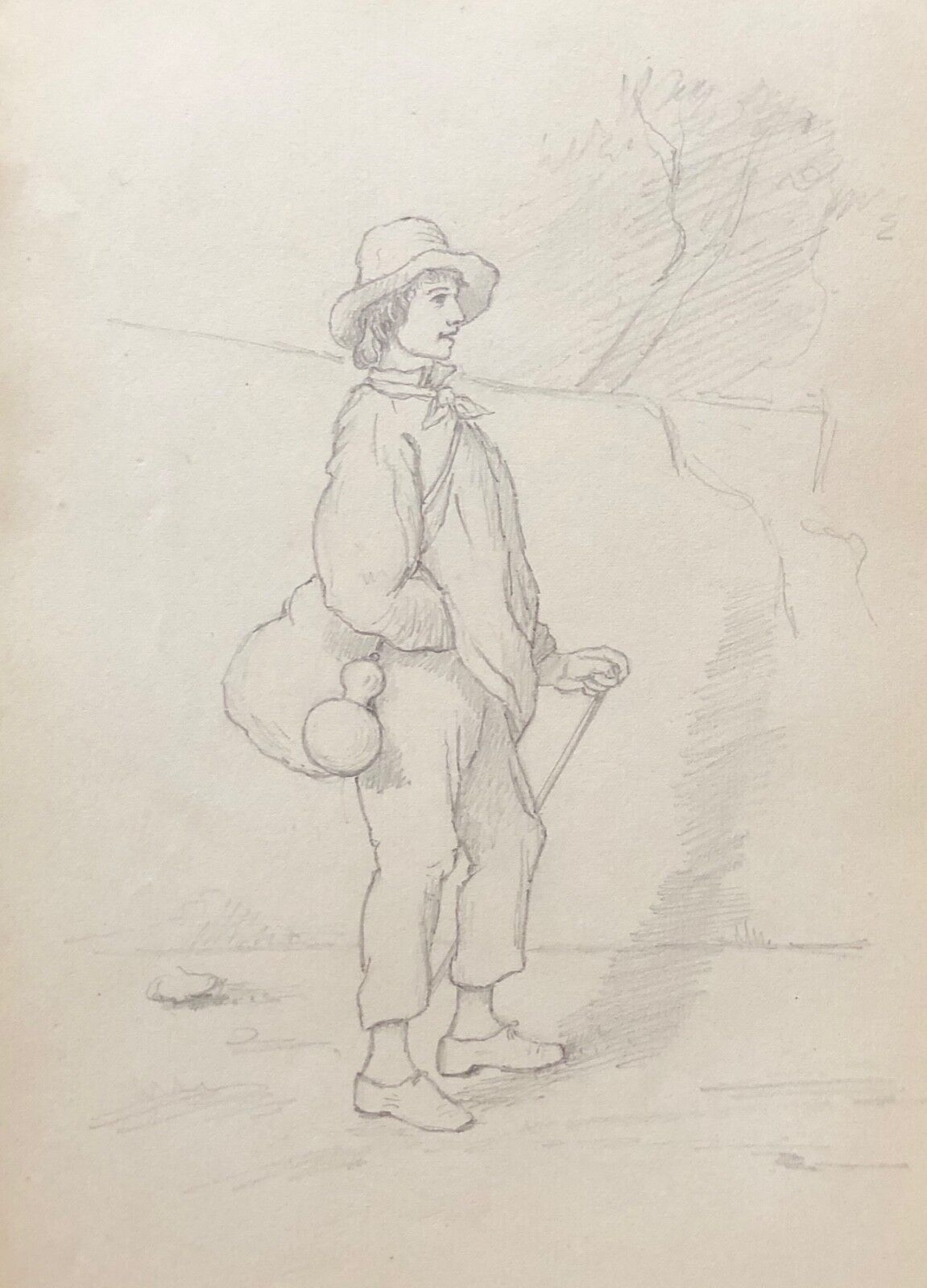 marcheur_a_la_gourde__dessin_au_crayon__anonyme_vers_1875