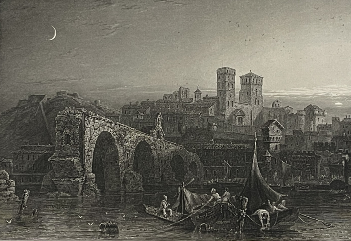 avignon_le_pont_gravure_de_1855_par_kelton_provence_france