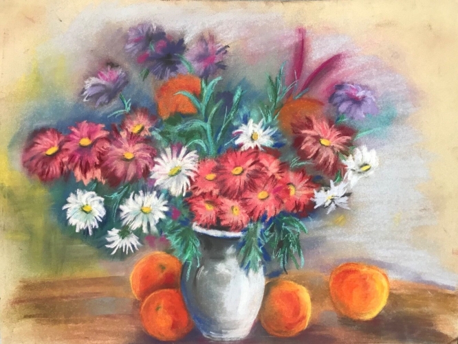 superbe_grand_pastel_nature_morte_circa_1979