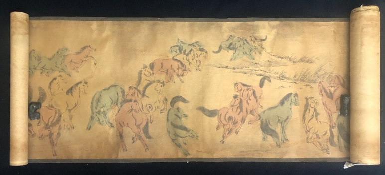 jin_nong_1687-1764_chine_aquarelle_4m45_chevaux