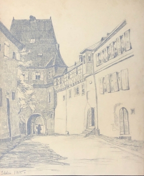 idstein_hesse_allemagne_rheingau-taunus_darmstadt_dessin_graphite_de_1915__