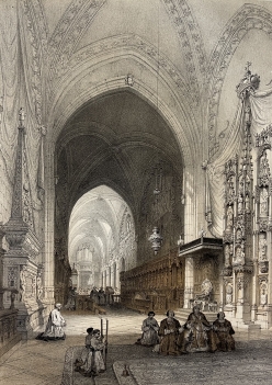 st_jean_de_maurienne_cathedral_antique_lithograph_1864_benoist_france_savoie