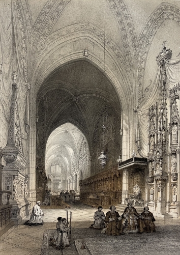 st_jean_de_maurienne_cathedral_antique_lithograph_1864_benoist_france_savoie