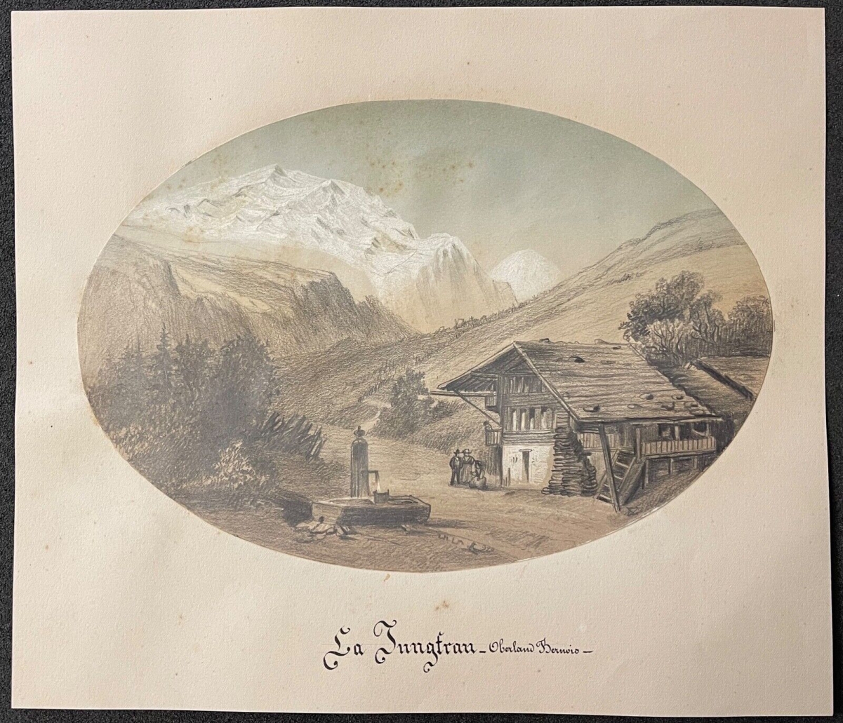 la_jungfrau_alpes_suisse_berne_dessin_graphite_rehaussé_vers_1850_anonyme