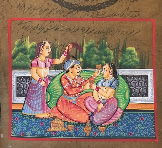 miniature_qajar_ou_indienne_xxeme_india_bharat__prince_et_princesses_inde_