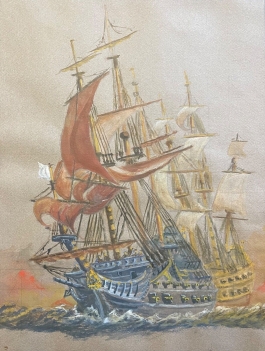 bataille_navale_aquarelle_gouachee_anonyme_xxe_marine