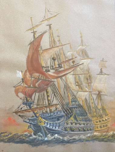 bataille_navale_aquarelle_gouachee_anonyme_xxe_marine