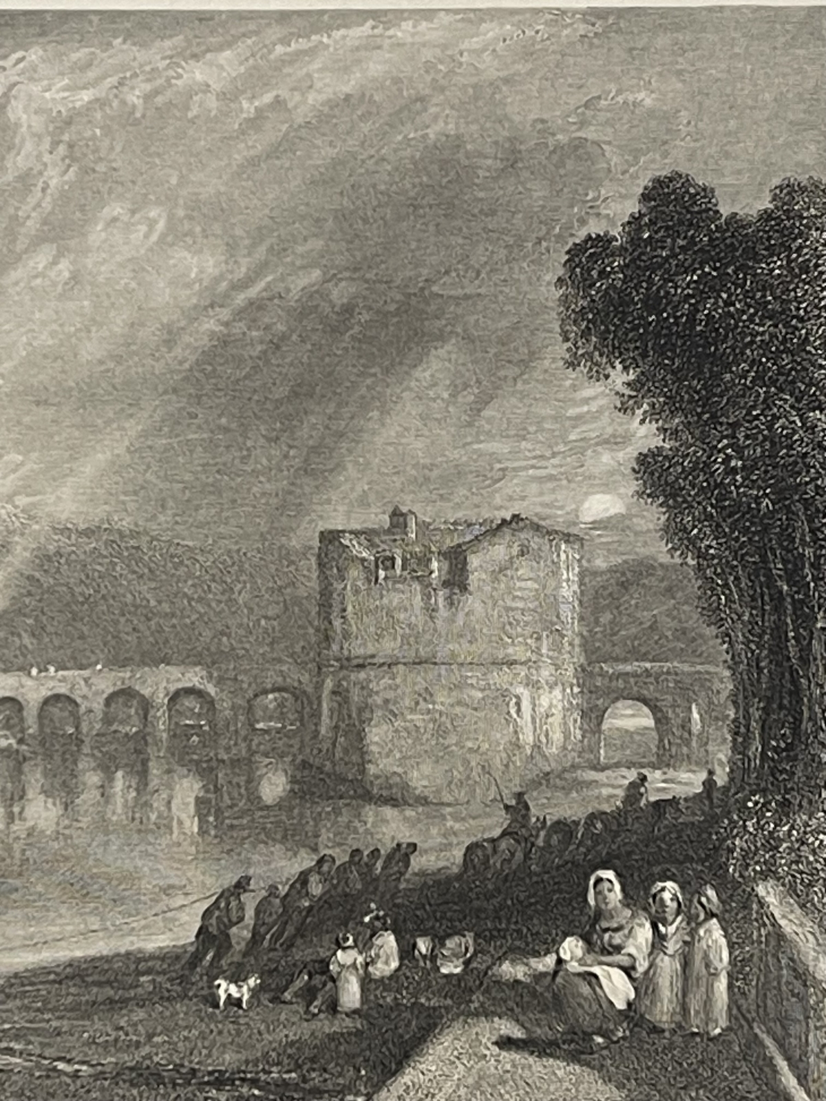 mw_turner_bridge_of_meulun_engraving_1833_cousins_antique_french_landscape_print