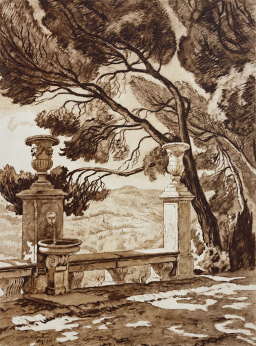 tholonet_bastide_de_riquier_le_banc_de_marbre_gravure_de_1942_provence_france