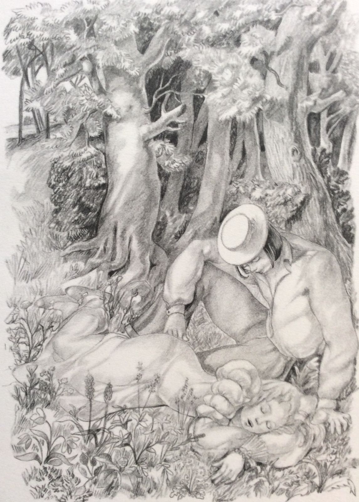 scene_galante_la_sieste_lithographie_de_1945_dessin_suzanne_ballivet