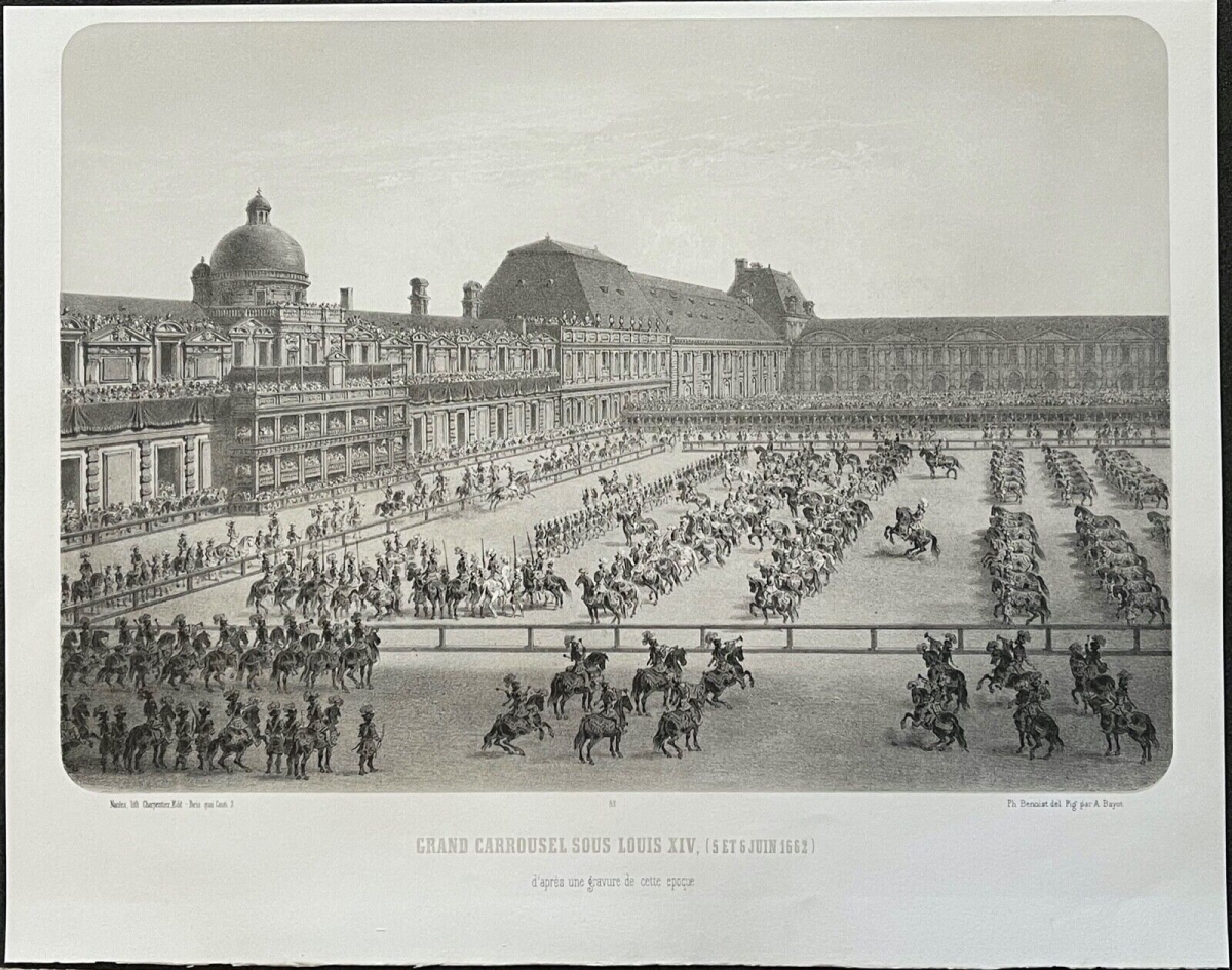 grand_carrousel_sous_louis_xiv_1662_lithographie_c_1840_cheval_chevaux