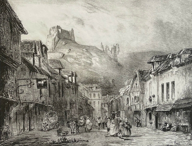 chateau-gaillard_les_andelys_normandie_lithographie_originale_de_lemercier_1831