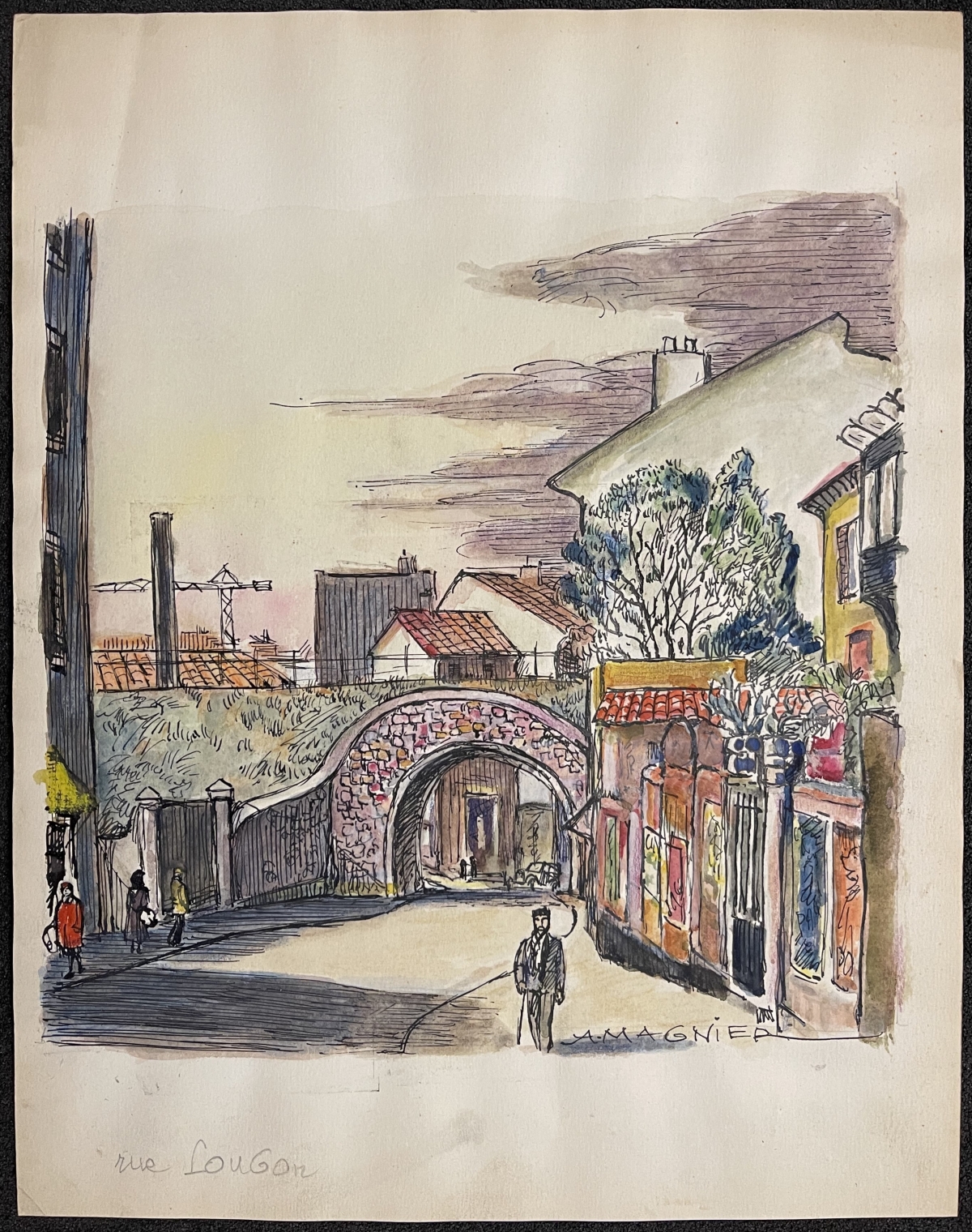 marseille_belle_de_mai_rue_lougon_aquarelle_a_magnier_vers_1950