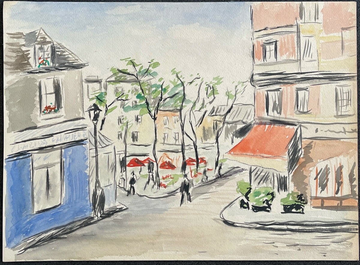 paris_montmartre_au_clairon_des_chasseurs_brasserie_aquarelle_de_1970_anonyme