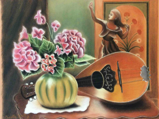 superbe_et_grand_pastel_nature_morte_a_la_mandoline