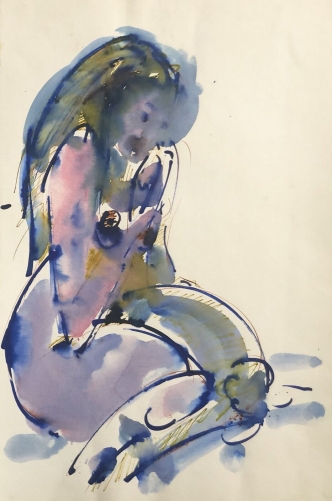 femme_assise_aquarelle_expressionniste_anonyme_49,7_cm_par_32,2_cm