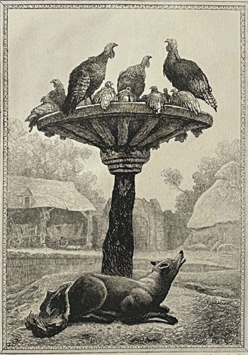 le_renard_et_les_poulets_dinde_jean_de_la_fontaine_circa1883_auguste_delierre