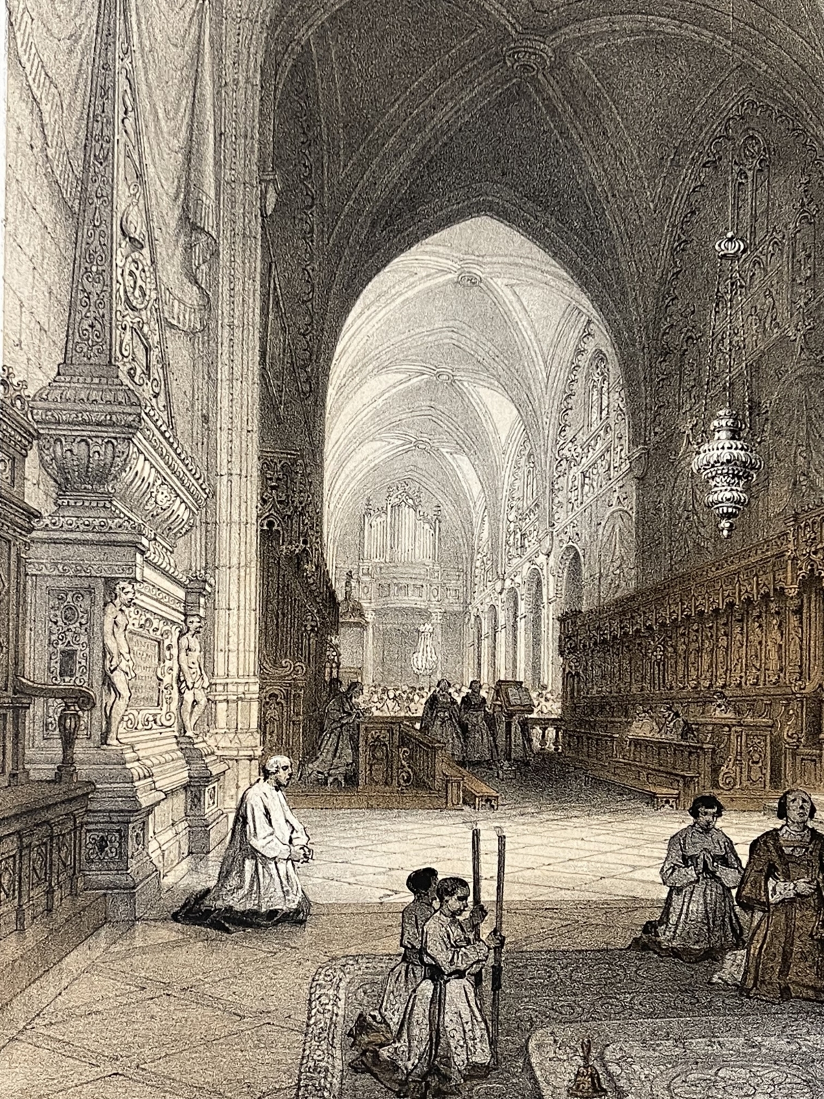 st_jean_de_maurienne_cathedral_antique_lithograph_1864_benoist_france_savoie