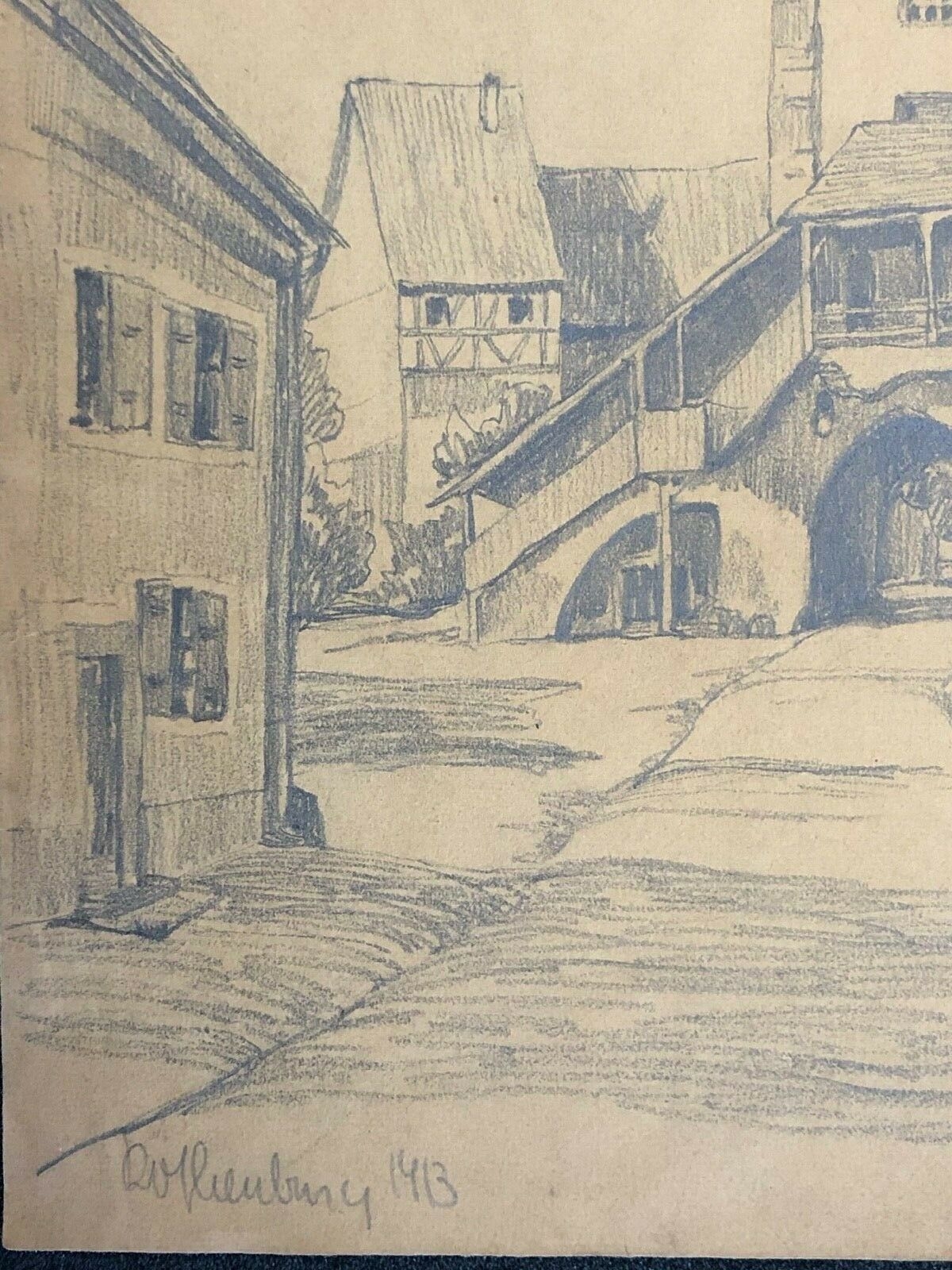 rothenburg_ob_der_tauber_dessin_graphite_de_1913_baviere_rothembourg_allemagne