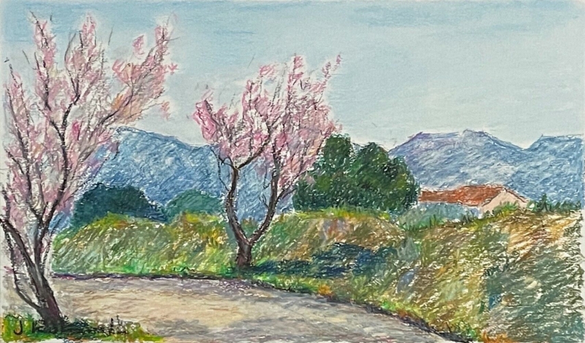 st_jean_de_garguier_provence_paysage_pastel_fixe_xxe_signe_j_roland_france