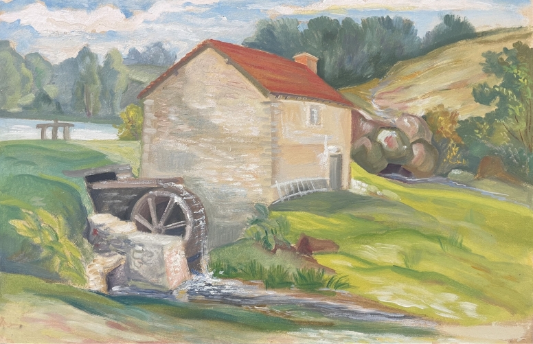 creuse_paysage_avec_moulin_eau_muni_de_roue_a_aubes_gouache_c_1939_hydraulique
