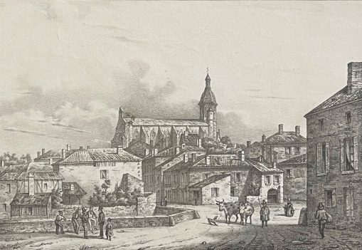 eauze_gers_cathedrale_saint-luperc_lithographie_de_1832_par_foucher