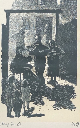 maria_hiszpanska-neumann_1917-1980_pologne_polska_xylographie_c_1946_musiciens