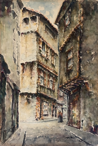 foix_ariege_rue_faurie_aquarelle_signature_illisible_qualite_fin_xix_e_deb_xx_e