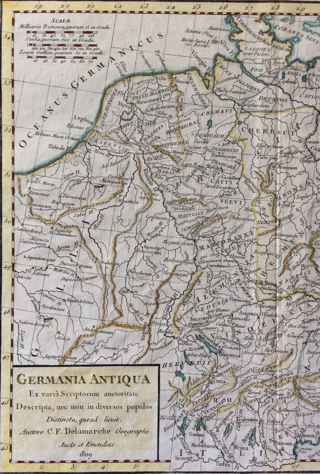 estampe_originale_allemagne_1825_delamarche_map_germania_antiqua_deutschland