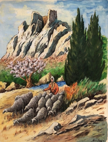 grande_aquarelle_bergere_moutons_mertios_entre_1880_1930_moutons