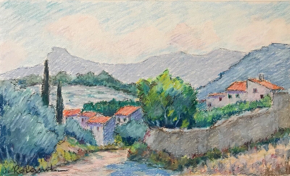 roquevaire_pastel_fixe_signe_j_roland_provence_garlaban_circa_1970