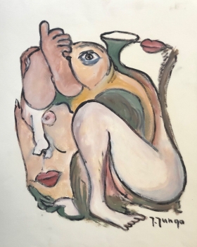 expressionniste,_gouache_signee_jungo_2eme_moitie_xxeme_