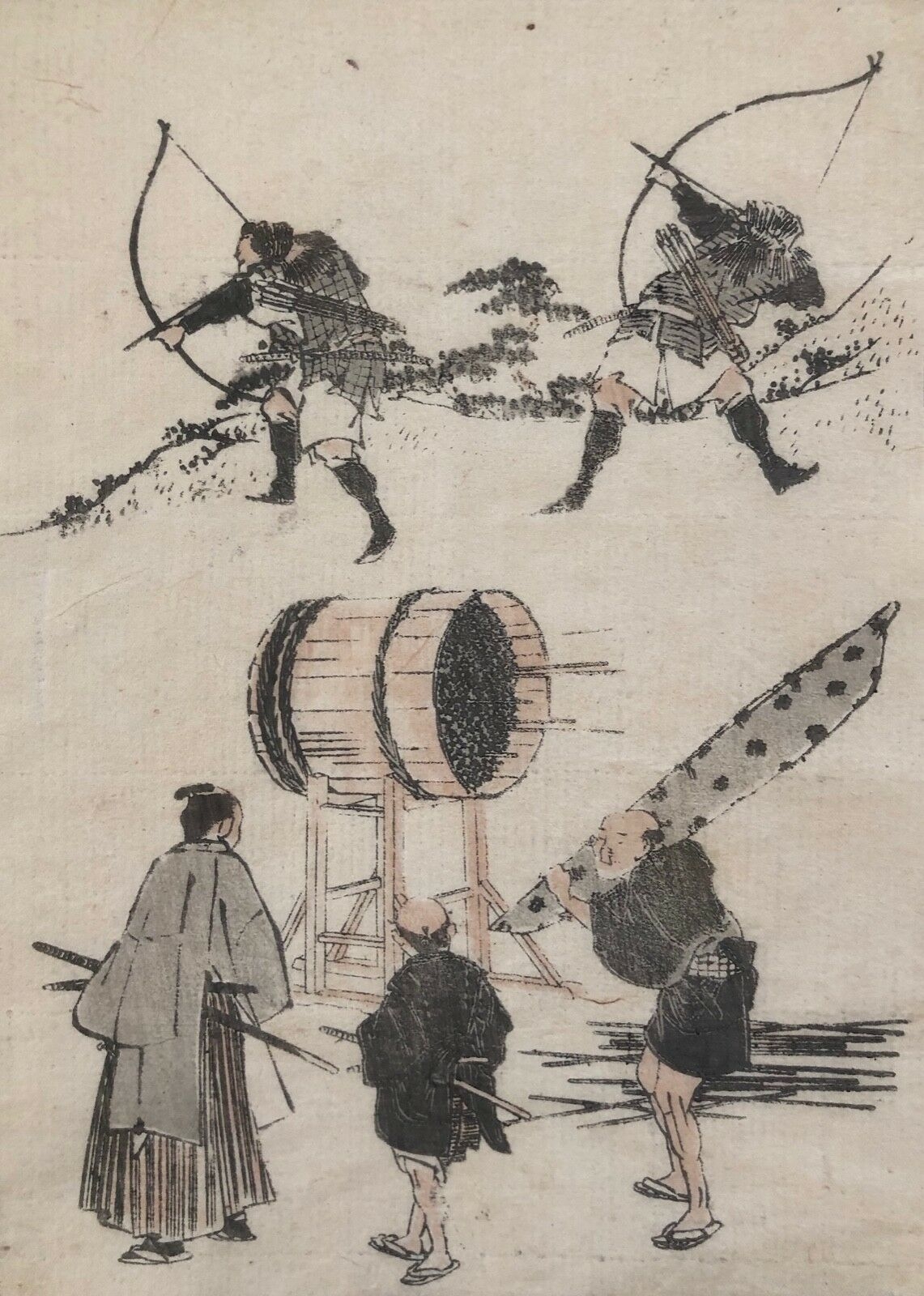 hokusai_1760-1849_samourai_archers_japan_estampe_originale_1817_archer