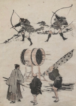 hokusai_1760-1849_samourai_archers_japan_estampe_originale_1817_archer