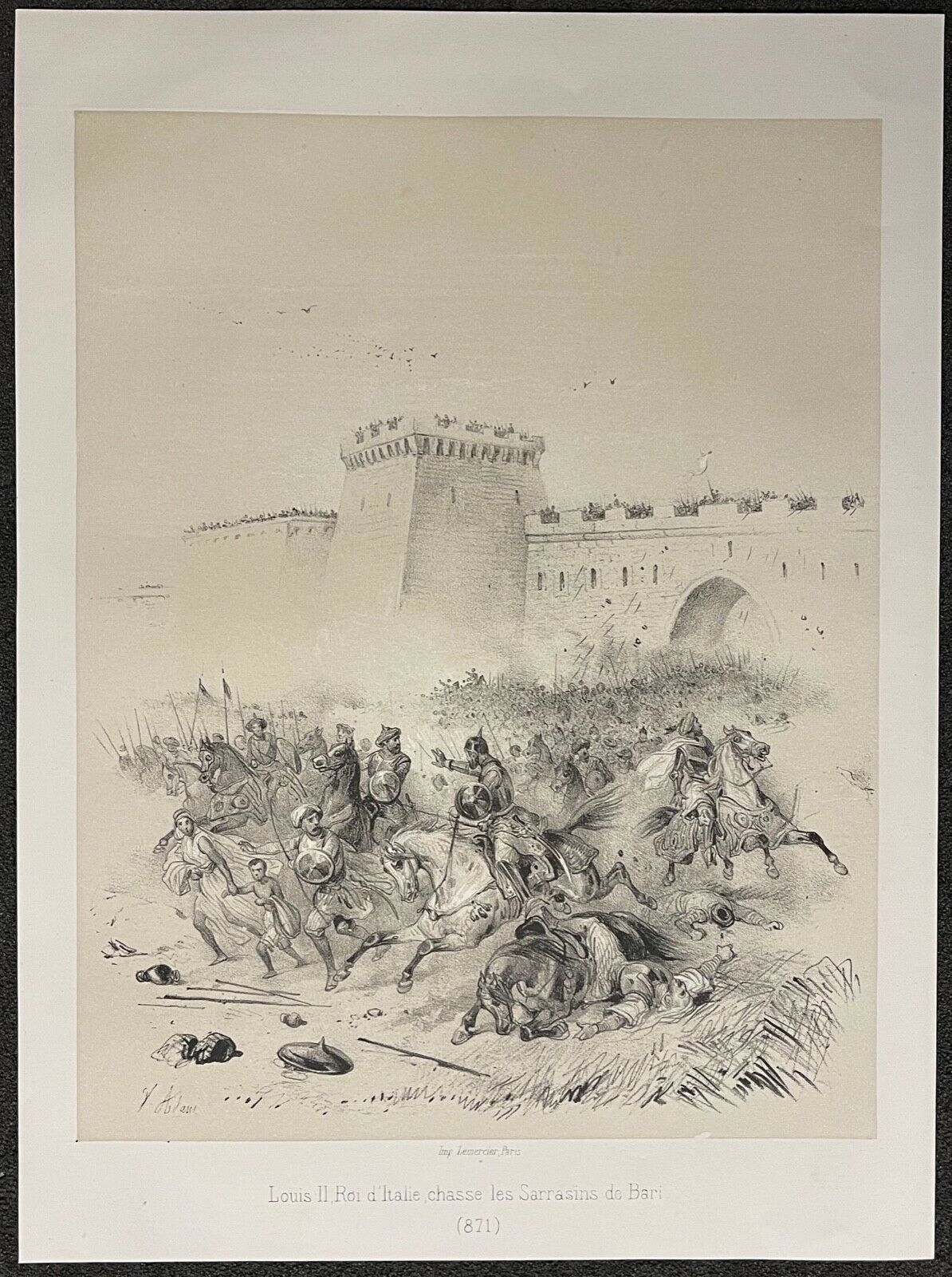 louis_ii_chasse_les_sarrasins_de_bari_871_italie_lithographie_vers_1850_italia