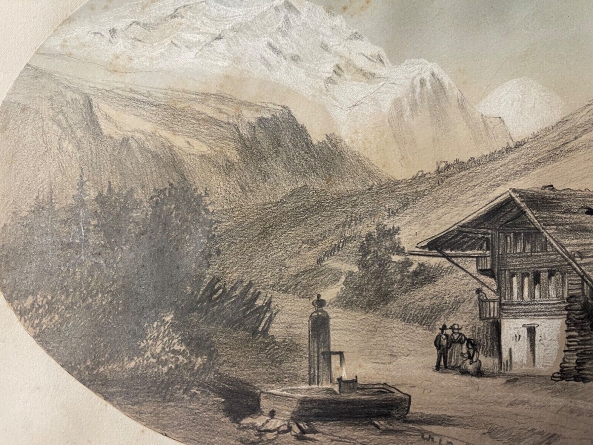 la_jungfrau_alpes_suisse_berne_dessin_graphite_rehaussé_vers_1850_anonyme