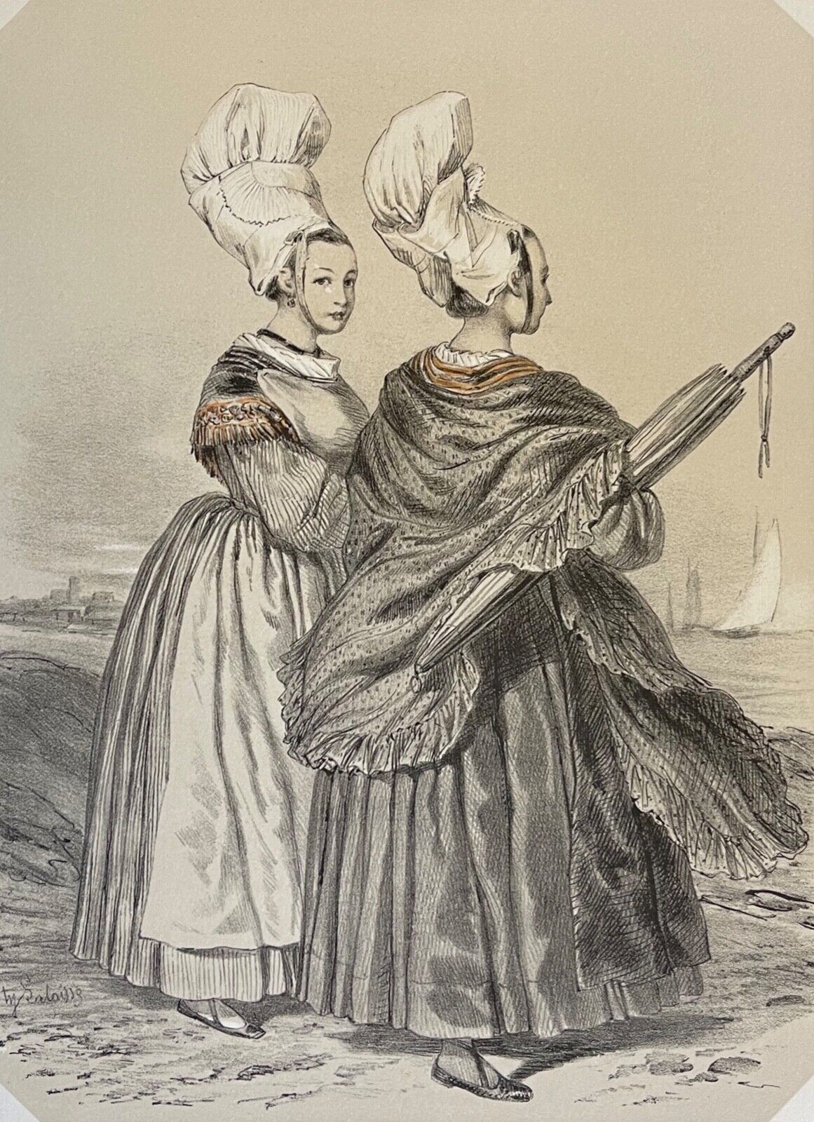 femmes_de_luc_calvados_lithographie_originale_a_deux_tons_de_1852_france