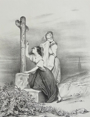 un_voeu_dapres_tony_johannot_gravure_originale_1837_france