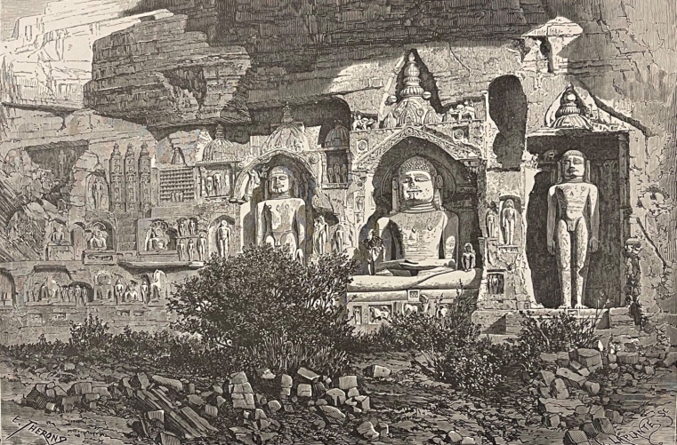 inde_colosses_de_lourwhai_groupe_dadinath_a_gwalior_xylographie_1877