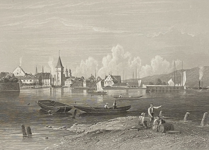 lindau_obersee_lac_de_constance_allemagne_gravure_de_1862