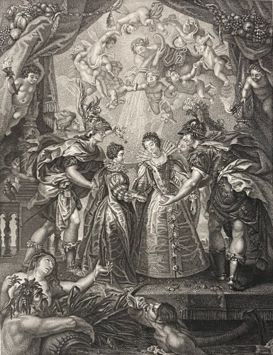 rubens_lechange_des_deux_reines_marie_de_medicis_lithographie_c_1868
