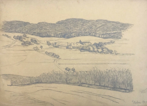 idstein_hesse_allemagne_rheingau-taunus_darmstadt_dessin_graphite_de_1915